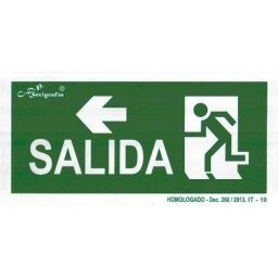 EXTINGUIDOR INCENDIO CARTEL SALIDA FLECHA IZQ 15X30